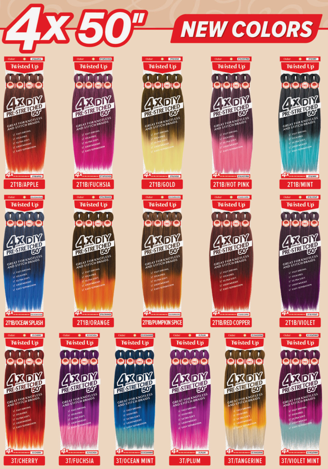 Twisted Up 4X Pre-Stretched 50"